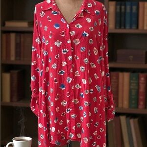 John Mark Red Floral Shirt